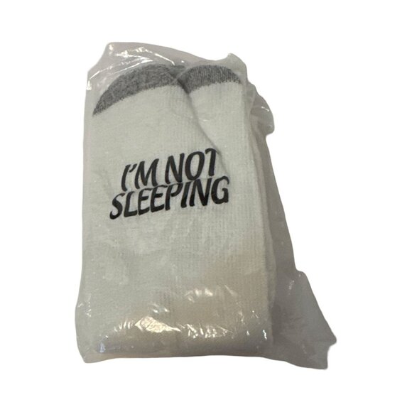 Mens Novelty Socks "Im Not Sleeping / Im Just Resting My Eyes" Size 6-12 White & - Picture 1 of 2